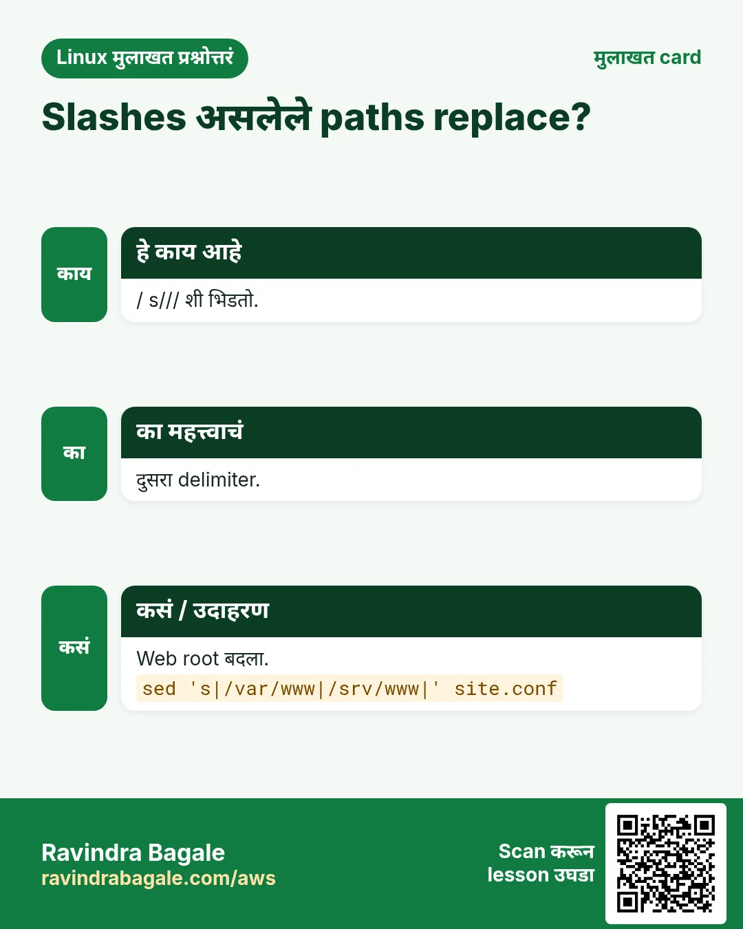 Slashes असलेले paths replace?. / s/// शी भिडतो. दुसरा delimiter. Web root बदला.
