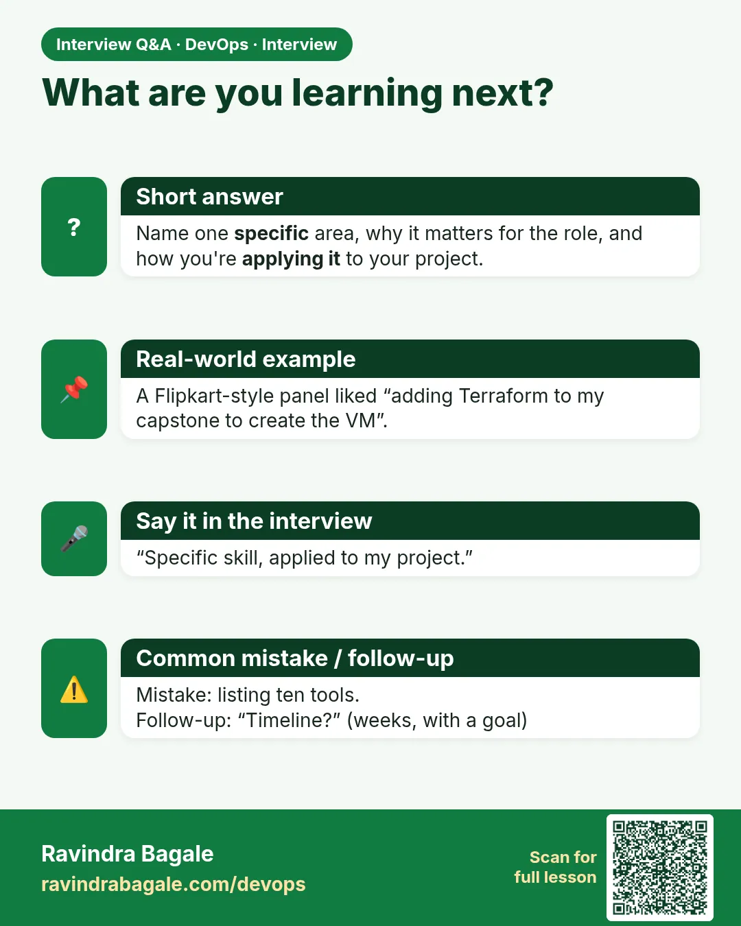 What are you learning next? Name one specific area, why it matters for the role, and how you're applying it to your project.