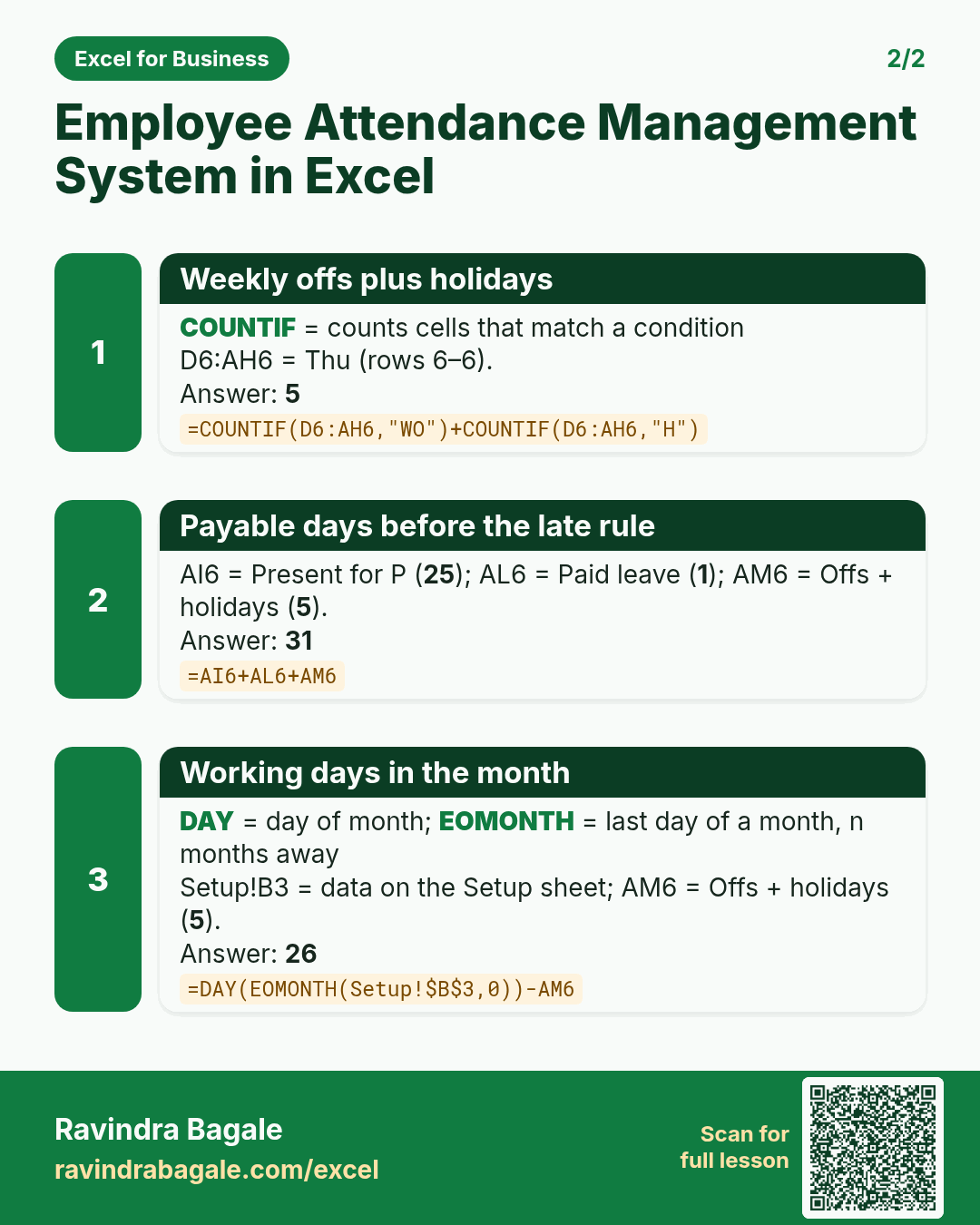 Employee Attendance Management System in Excel (Free Template)