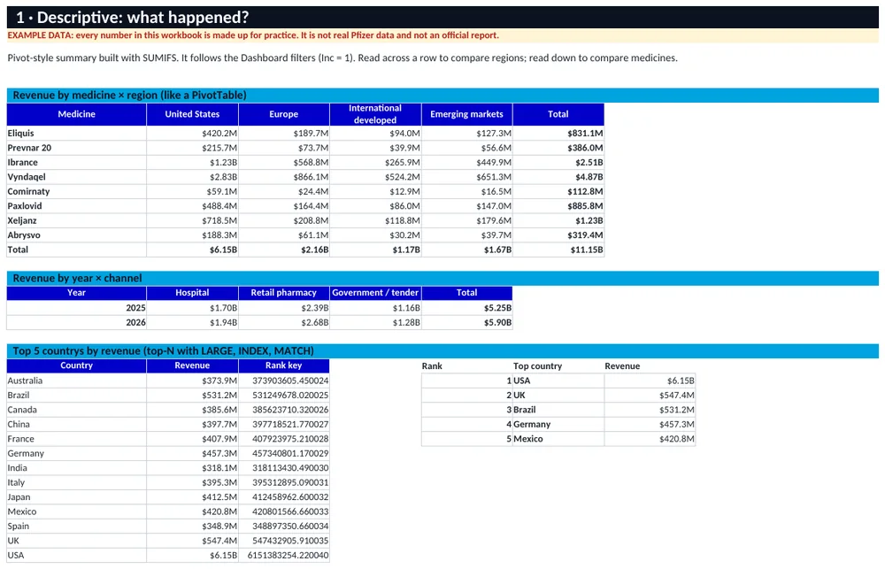 Descriptive analysis sheet