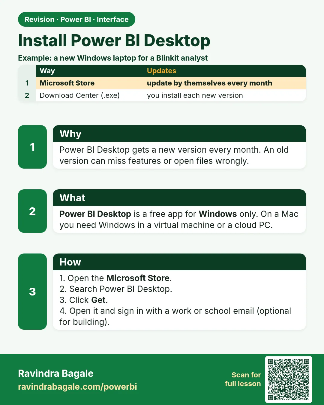 Install Power BI Desktop. Power BI Desktop gets a new version every month. An old version can miss features or open files wrongly.