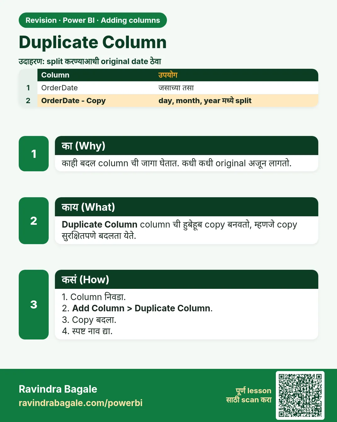 Duplicate Column. काही बदल column ची जागा घेतात. कधी कधी original अजून लागतो.